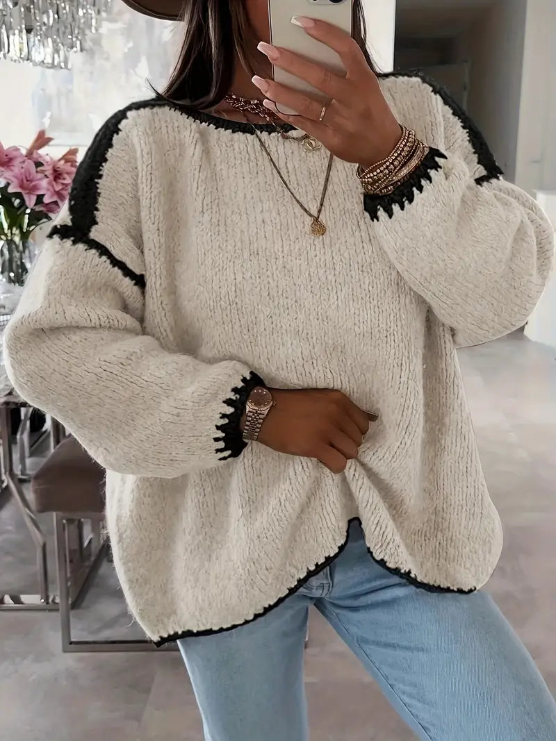 Taylor knit sweater for women by Christine Brewer, featuring a cozy, textured knit with a classic fit and ribbed cuffs.