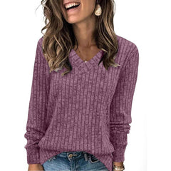 Christine Brewer Susanna oversized V-neck sweater for women in soft knit, showcasing a relaxed fit and cozy style.