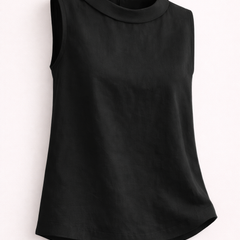 Emily sleeveless knit tank top for women by Christine Brewer, featuring a close-up of the soft, sleeveless design and textured fabric.