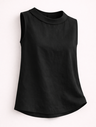 Emily sleeveless knit tank top for women by Christine Brewer, featuring a close-up of the soft, sleeveless design and textured fabric.