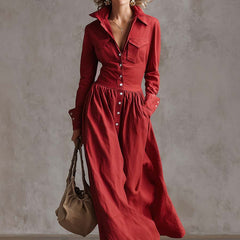 Red linen maxi dress by Christine Brewer, casual sleeveless dress with a flowing silhouette and comfortable fit.