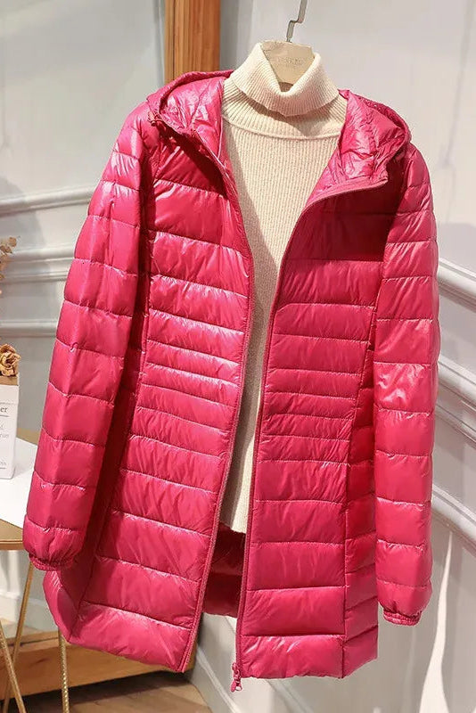 Jutta | Women's Long Winter Coat Hooded Quilted Insulated Warm Zip-Up