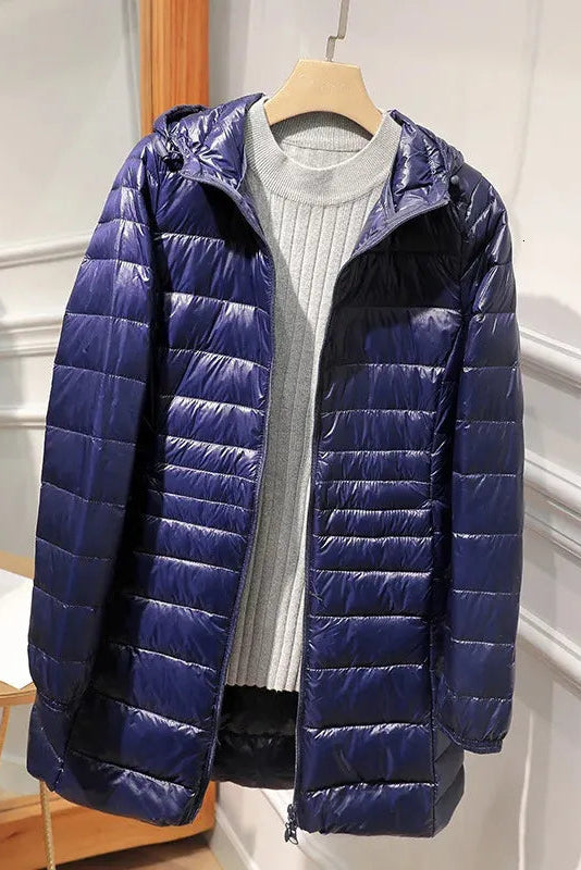 Jutta | Women's Long Winter Coat Hooded Quilted Insulated Warm Zip-Up