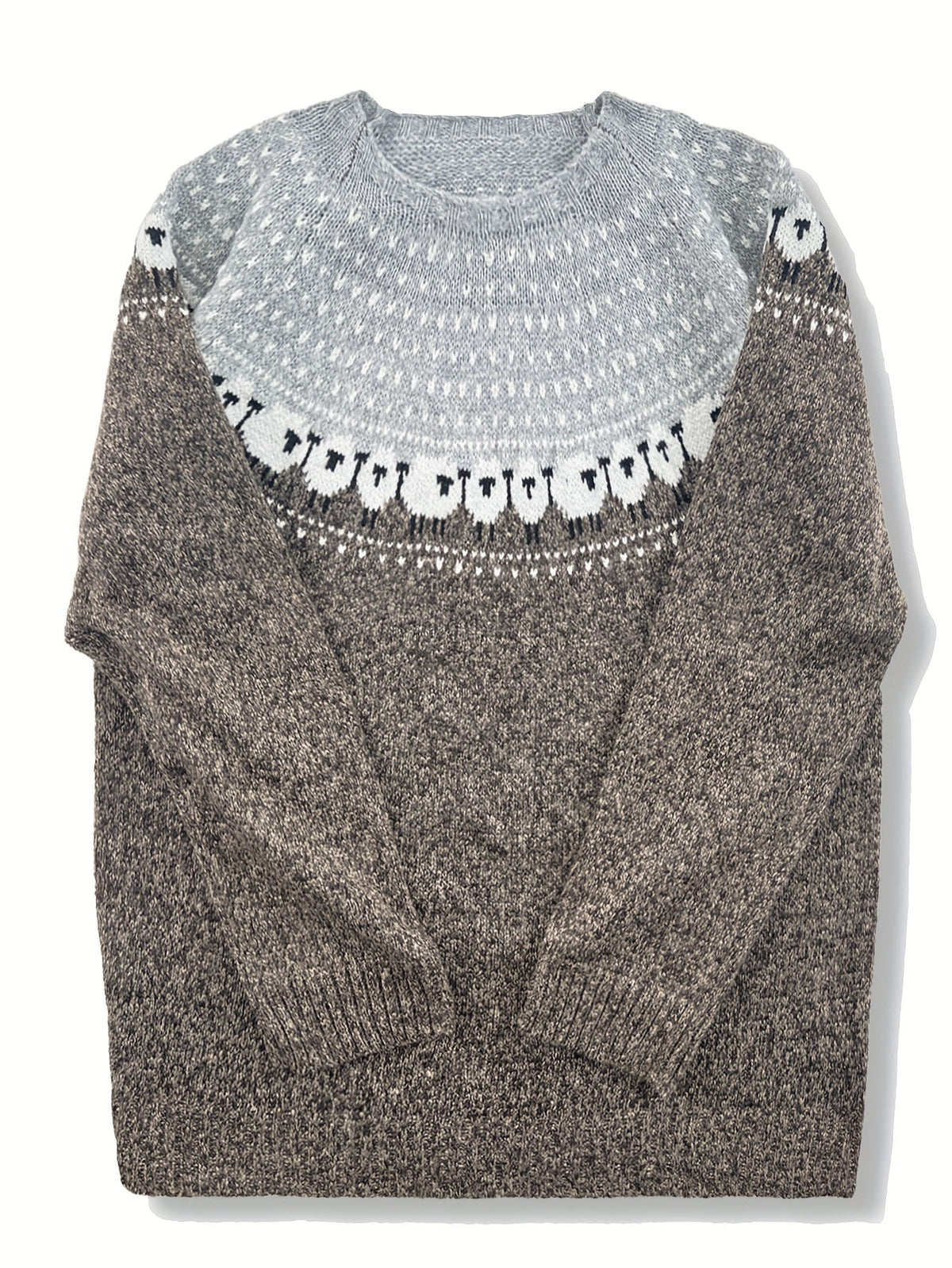 Violet Jacquard Nordic sweater for women by Christine Brewer, featuring a detailed knit pattern and cozy fit.