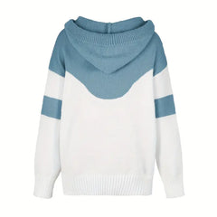 Colorblock Melissa hoodie for women, pink and gray pullover by Christine Brewer, casual sweatshirt with a modern design