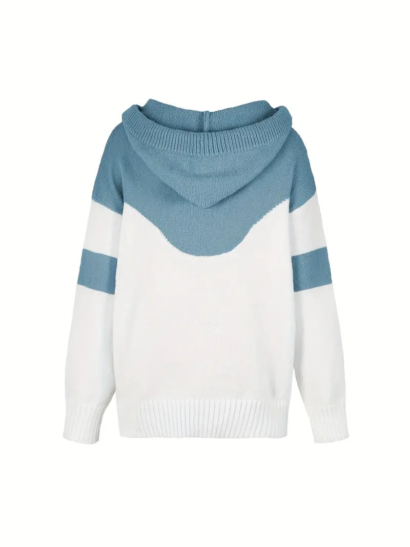 Colorblock Melissa hoodie for women, pink and gray pullover by Christine Brewer, casual sweatshirt with a modern design