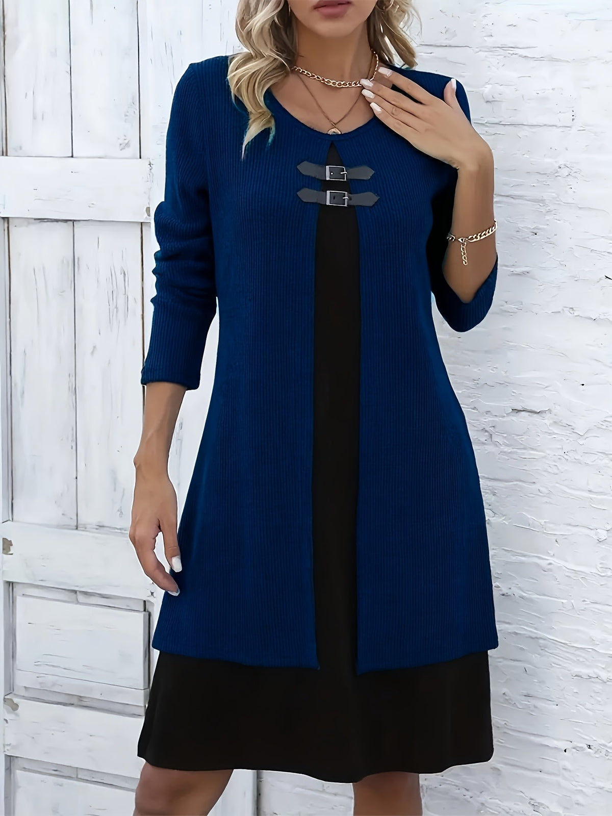 Rosetta | Ribbed Long Sleeve Midi Dress for Women