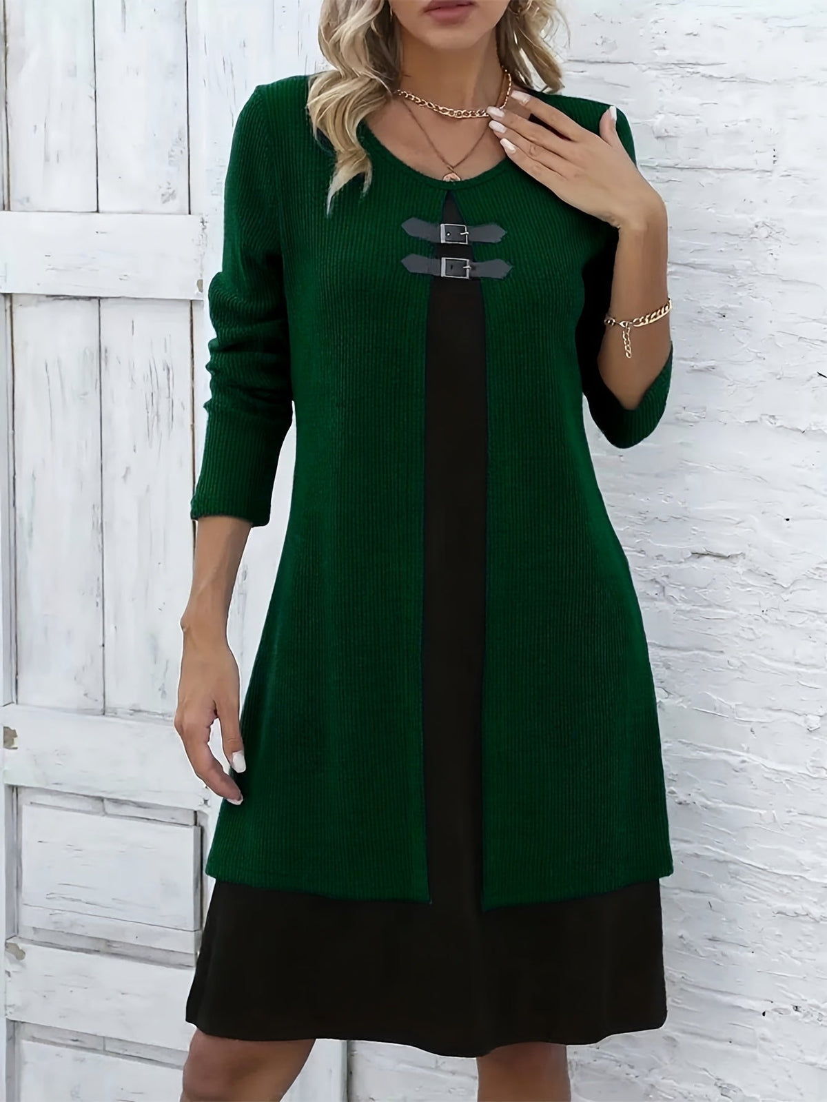 Rosetta | Ribbed Long Sleeve Midi Dress for Women