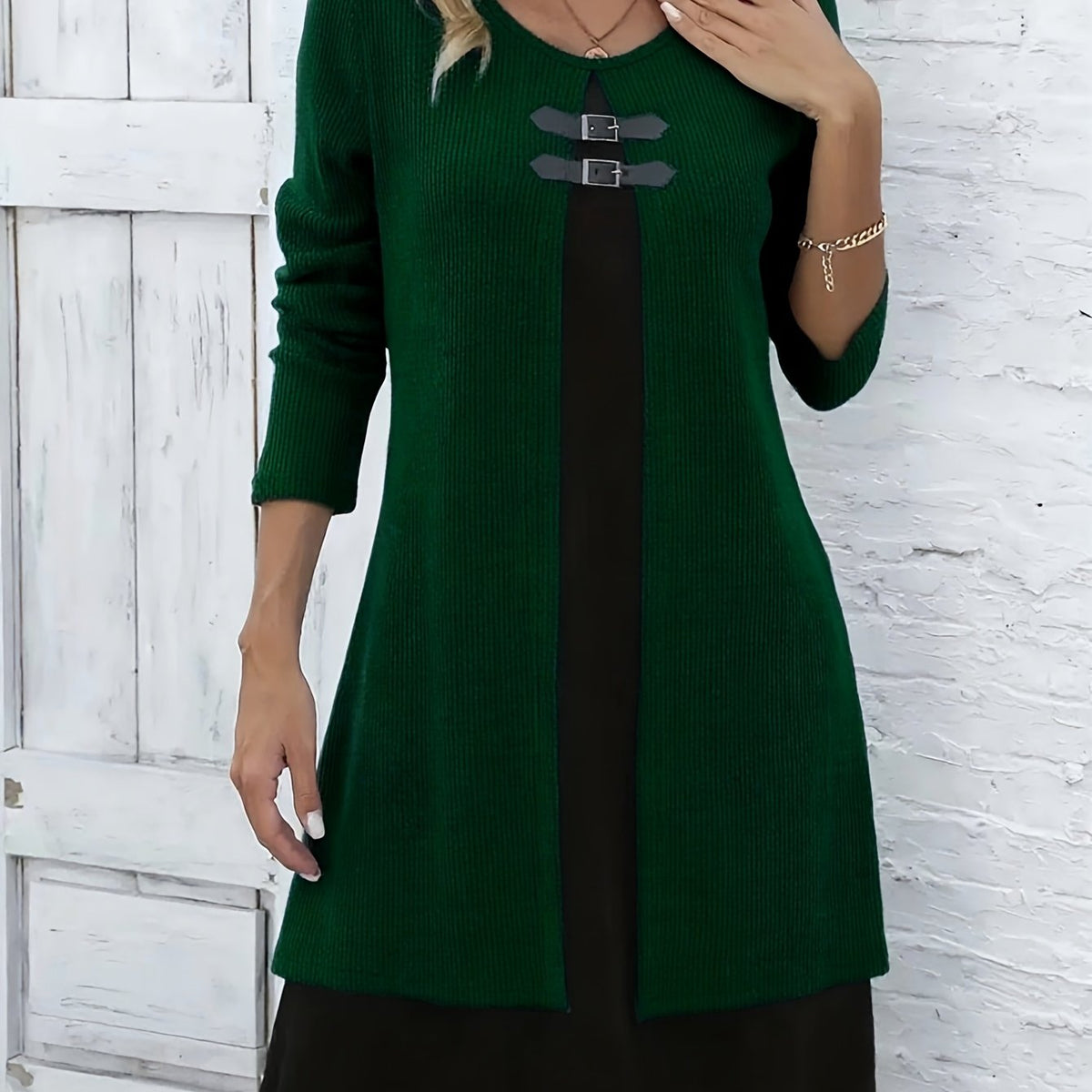 Rosetta | Ribbed Long Sleeve Midi Dress for Women