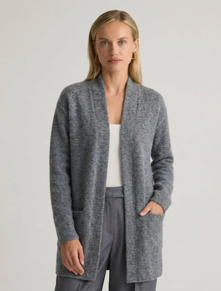 Women’s Jacqueline Merino Wool Cardigan by Christine Brewer, featuring a cozy, beige knit design perfect for casual wear.