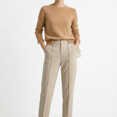 Women's wool tapered trousers by Christine Brewer, featuring a classic fit and smooth merino wool fabric.
