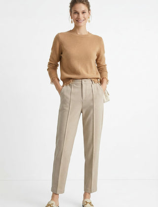 Women's wool tapered trousers by Christine Brewer, featuring a classic fit and smooth merino wool fabric.