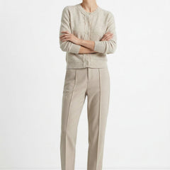 Women’s Merino wool tapered trousers by Christine Brewer, shown in a stylish, fitted design suitable for casual or professional wear.