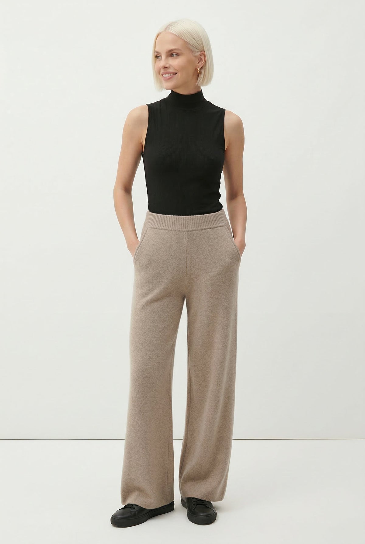 Women’s loose pull-on joggers by Christine Brewer featuring comfortable, casual pants with a relaxed fit and elastic waistband.