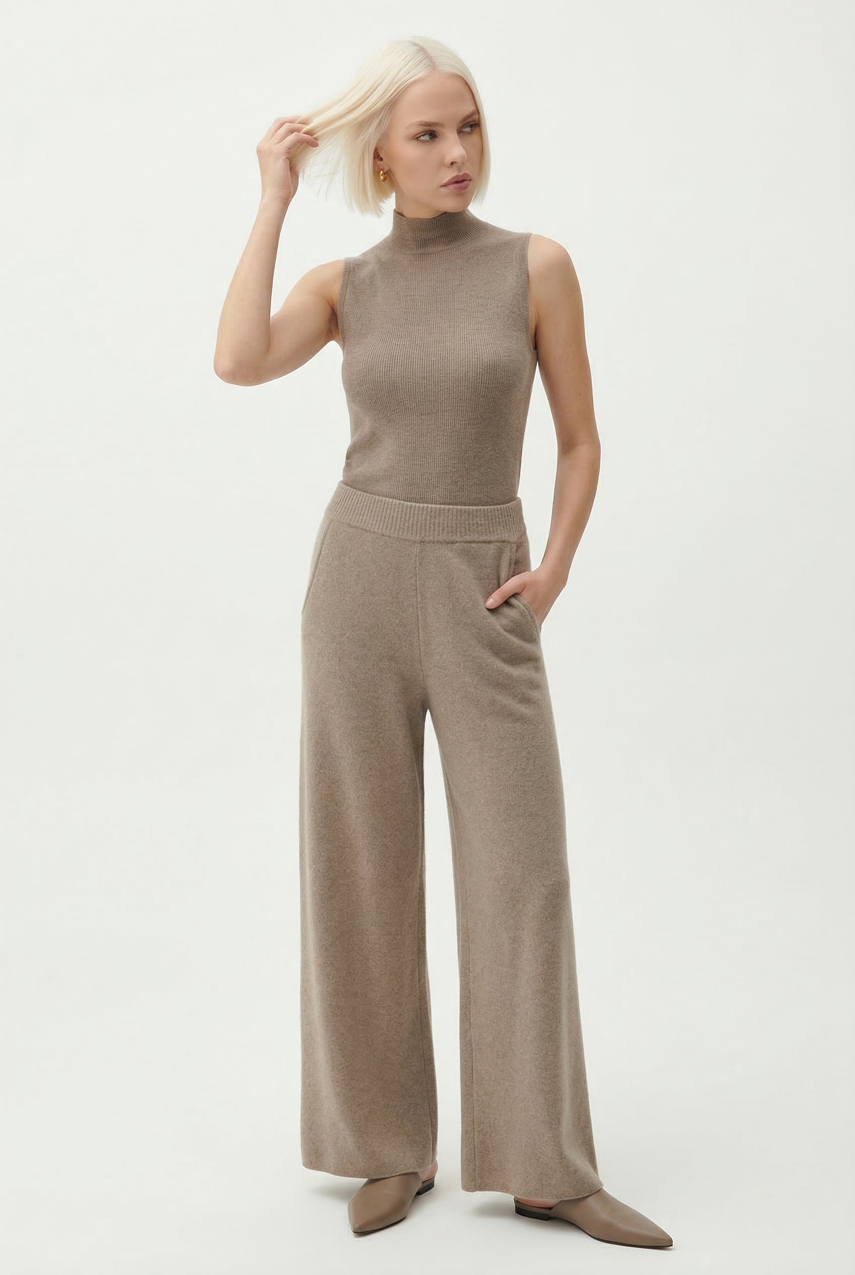Women’s loose pull-on joggers by Christine Brewer, casual and comfortable pants, shown in a relaxed fit style.