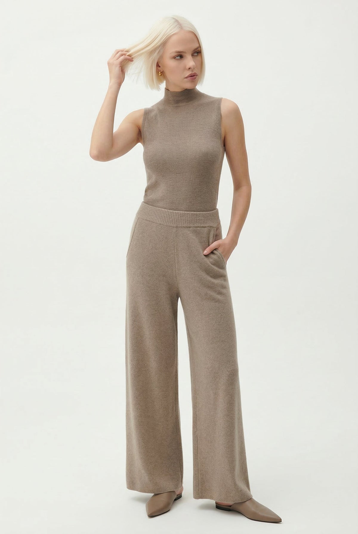 Women’s loose pull-on joggers by Christine Brewer, casual and comfortable pants, shown in a relaxed fit style.