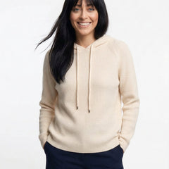 Women’s Claudia cashmere hoodie by Christine Brewer, soft beige hoodie with a relaxed fit and cozy design, perfect for casual wear.
