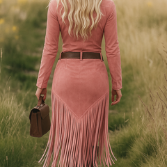 Christine Brewer tassel midi dress, casual style with flowing fabric and tassel details, perfect for everyday wear.
