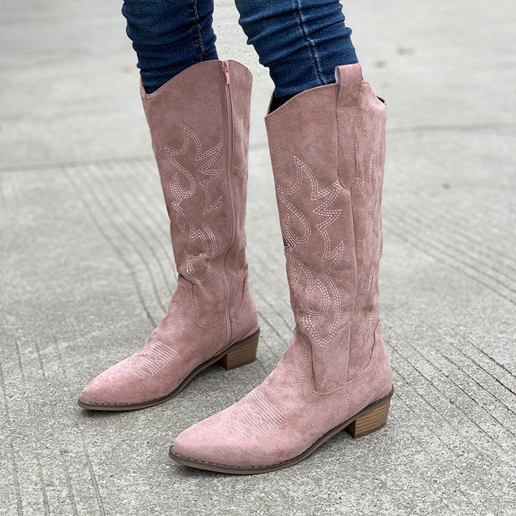Camila1 | Cowboy Boots, Knee High Boots, Western Boots, Women, Pointed Toe, Embroidered, Side Zip,