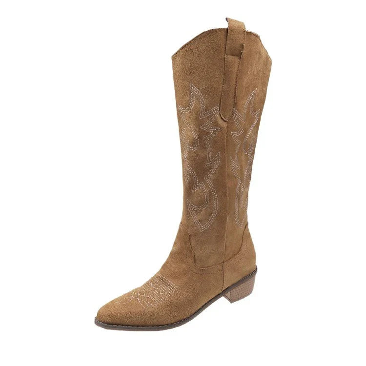 Camila1 | Cowboy Boots, Knee High Boots, Western Boots, Women, Pointed Toe, Embroidered, Side Zip,