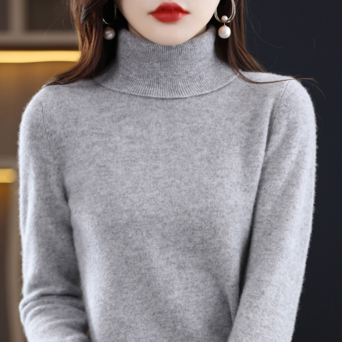 Delilah | Cashmere Sweater Turtleneck Knit Winter Warm Lightweight Slim Fit Pullover Fall