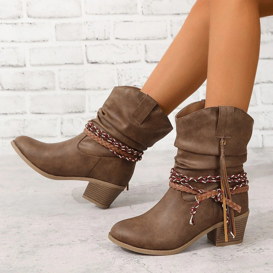 Kendall1 | Cowboy Boots, Ankle Boots, Western Boots, Women, Pointed Toe, Block Heel, Tassel, Cowgirl,