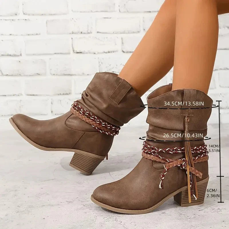 Kendall1 | Cowboy Boots, Ankle Boots, Western Boots, Women, Pointed Toe, Block Heel, Tassel, Cowgirl,