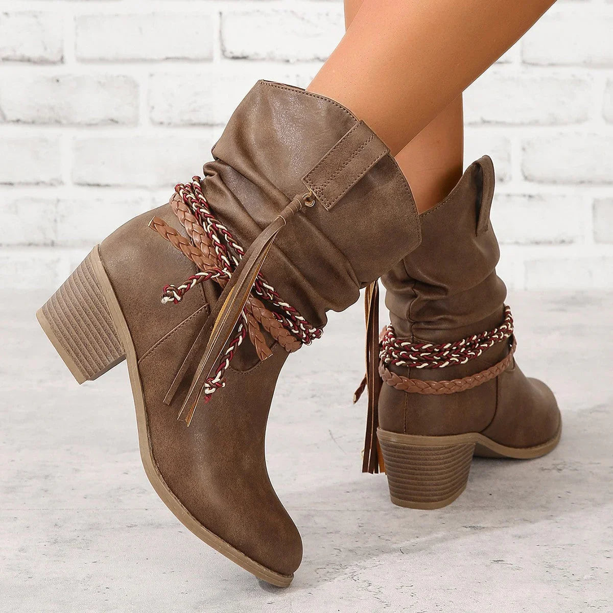Kendall1 | Cowboy Boots, Ankle Boots, Western Boots, Women, Pointed Toe, Block Heel, Tassel, Cowgirl,