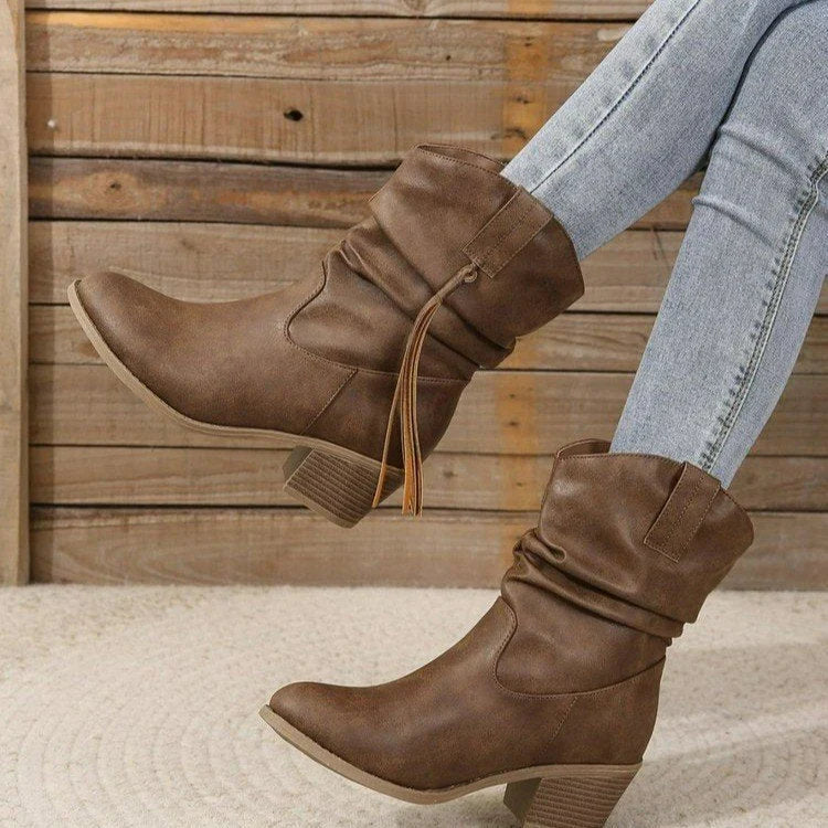 Kendall1 | Cowboy Boots, Ankle Boots, Western Boots, Women, Pointed Toe, Block Heel, Tassel, Cowgirl,