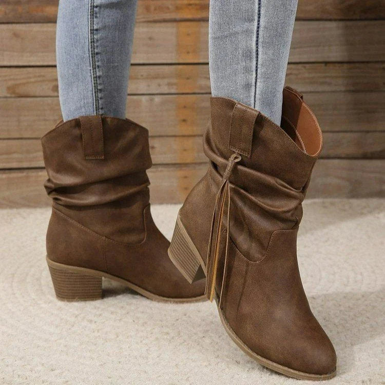 Kendall1 | Cowboy Boots, Ankle Boots, Western Boots, Women, Pointed Toe, Block Heel, Tassel, Cowgirl,