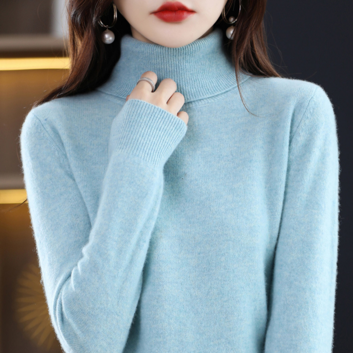 Delilah | Cashmere Sweater Turtleneck Knit Winter Warm Lightweight Slim Fit Pullover Fall