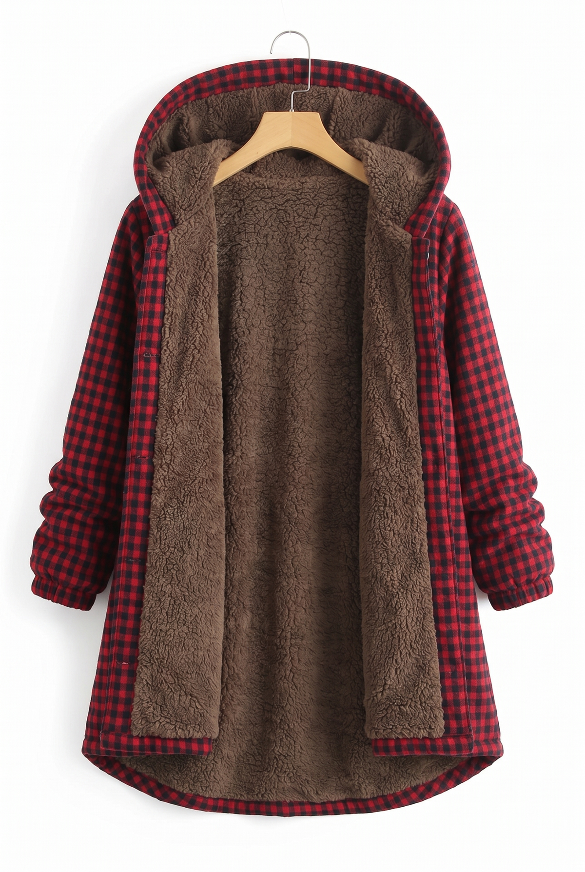 Dolores | Plaid Hooded Button-Front Fleece Jacket for Women