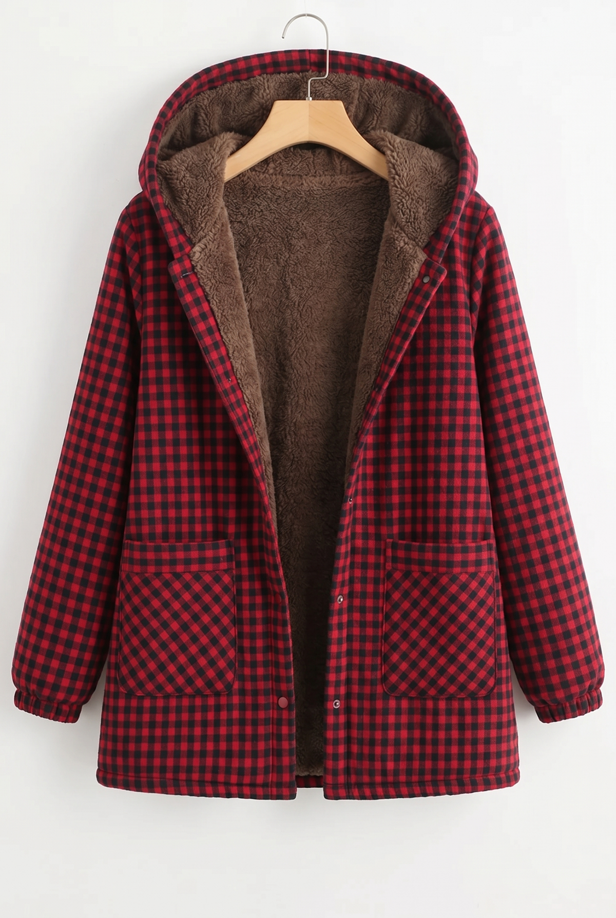Dolores | Plaid Hooded Button-Front Fleece Jacket for Women