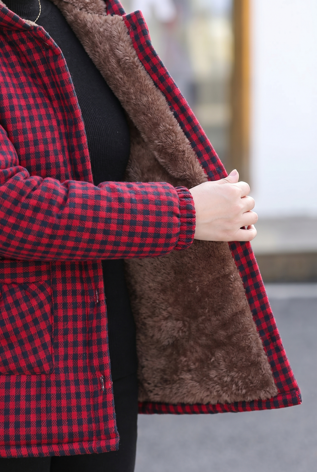 Dolores | Plaid Hooded Button-Front Fleece Jacket for Women