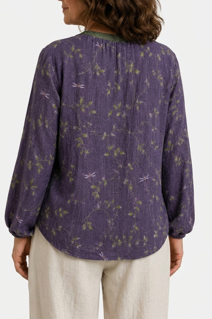 Christine Brewer Amelia graphic blouse for women, featuring a stylish printed top with a relaxed fit and short sleeves.