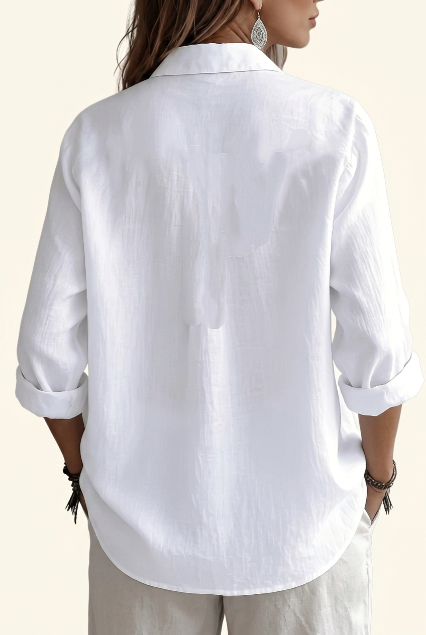 Christine Brewer Mia women's button-up shirt, stylish tops with collar and long sleeves, in a versatile fabric and color.