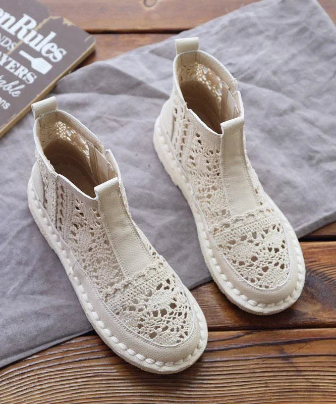 Juniper | Ankle Boots Booties Women Slip On Lace Cutout Breathable Rubber Sole Flat Spring