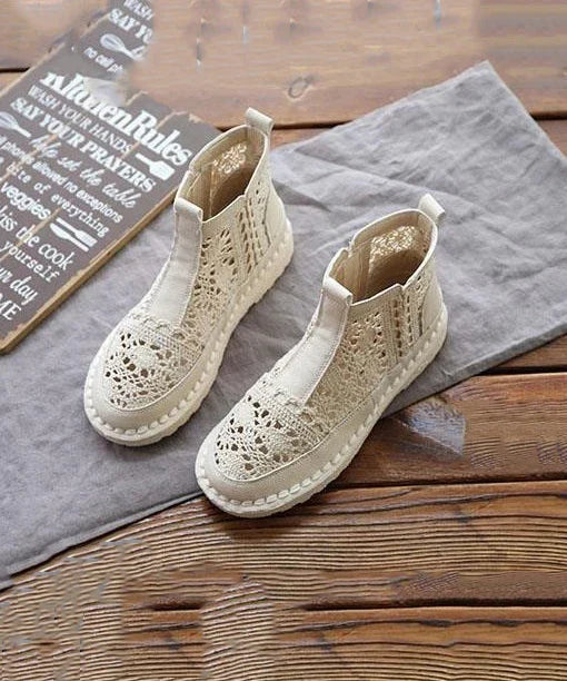 Juniper | Ankle Boots Booties Women Slip On Lace Cutout Breathable Rubber Sole Flat Spring