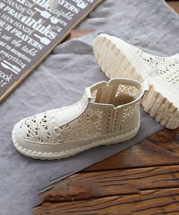 Juniper | Ankle Boots Booties Women Slip On Lace Cutout Breathable Rubber Sole Flat Spring