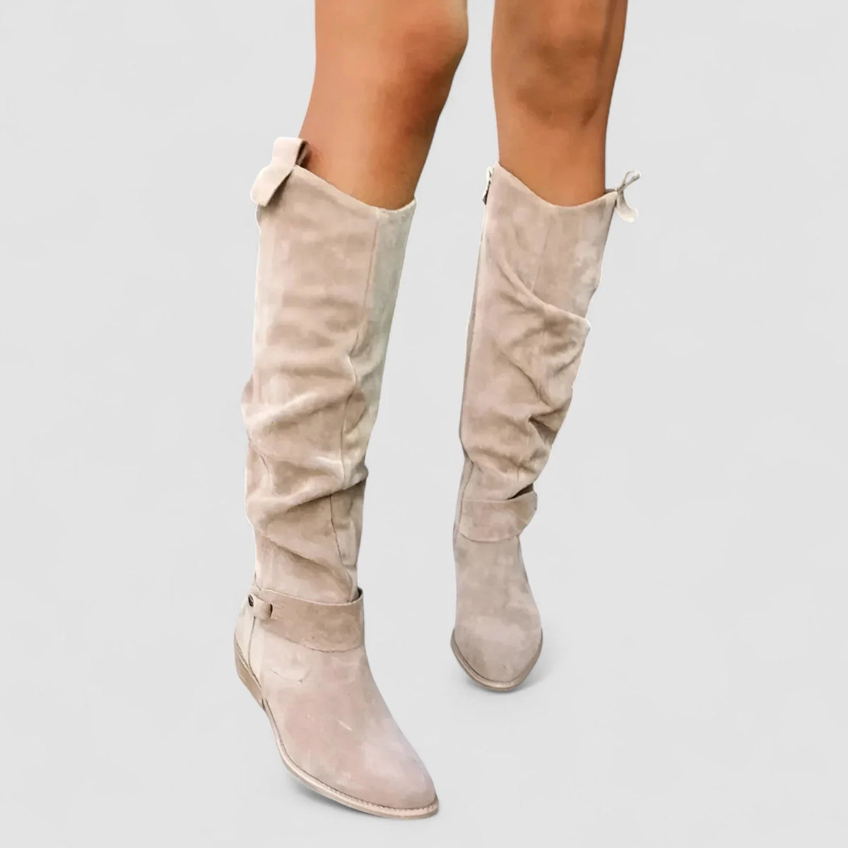 Elin | Knee High Boots Tall Boots Women Winter Side Zip Slouchy Round Toe Low