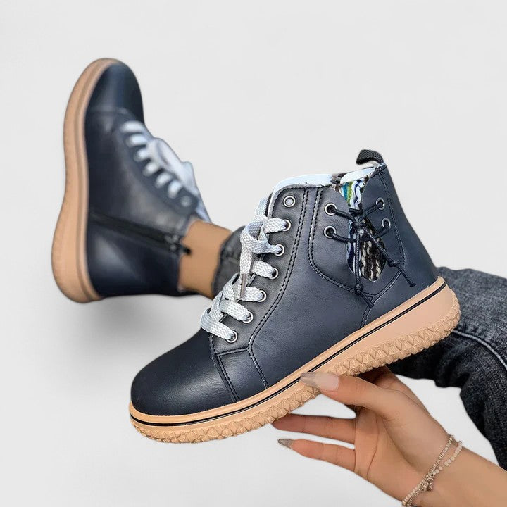 Nyrah | Ankle Boots Booties Women Winter Fall Lace Up Side Zip Knit Cuff Warm
