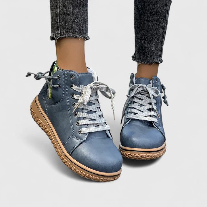 Nyrah | Ankle Boots Booties Women Winter Fall Lace Up Side Zip Knit Cuff Warm