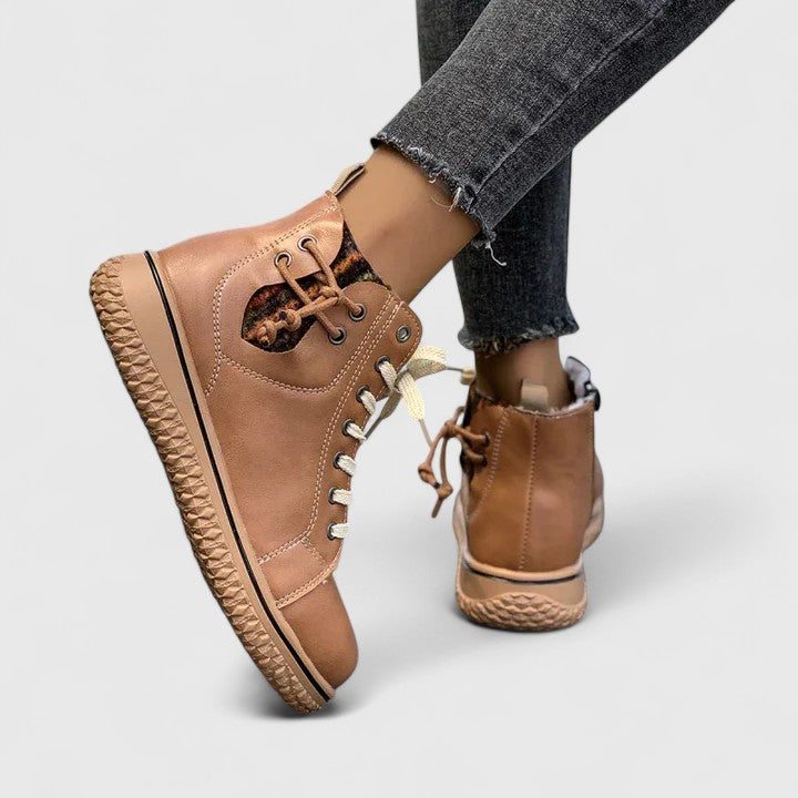 Nyrah | Ankle Boots Booties Women Winter Fall Lace Up Side Zip Knit Cuff Warm