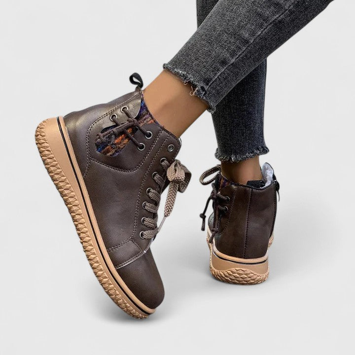 Nyrah | Ankle Boots Booties Women Winter Fall Lace Up Side Zip Knit Cuff Warm