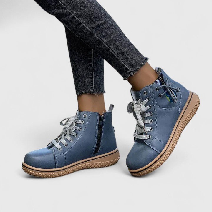 Nyrah | Ankle Boots Booties Women Winter Fall Lace Up Side Zip Knit Cuff Warm