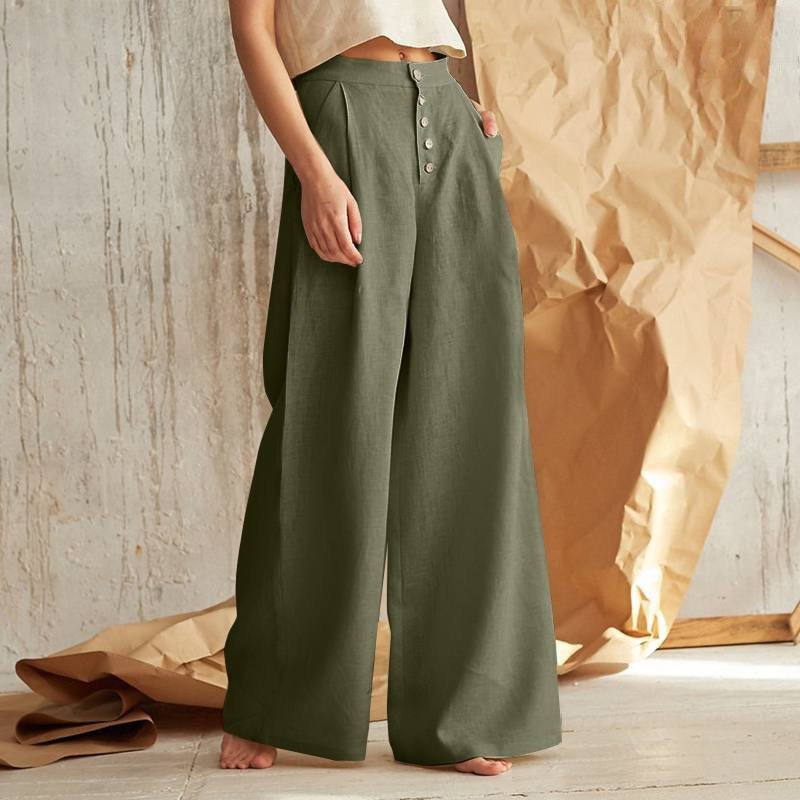 Christine Brewer women's knit wide-leg elastic-waist trousers, loose pull-on pants shown in soft fabric with relaxed fit.