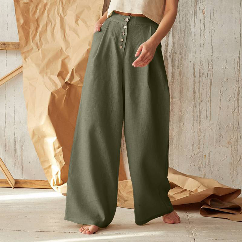 Women’s knit wide-leg elastic-waist trousers by Christine Brewer, loose pull-on pants with a relaxed fit and comfortable design.