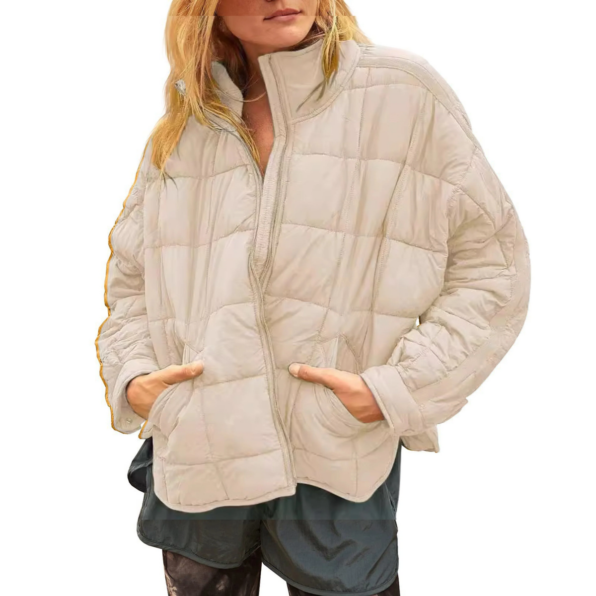 April | Puffer Jacket Puffer Coat Quilted Winter Warm Lightweight Packable Zip Up Padded Insulated