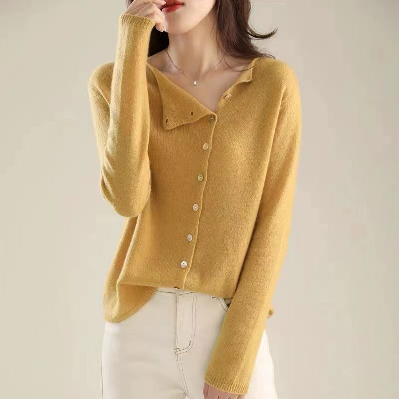 Dorothy knit sweater for women by Christine Brewer, featuring a cozy, stylish design in soft fabric with a round neckline.