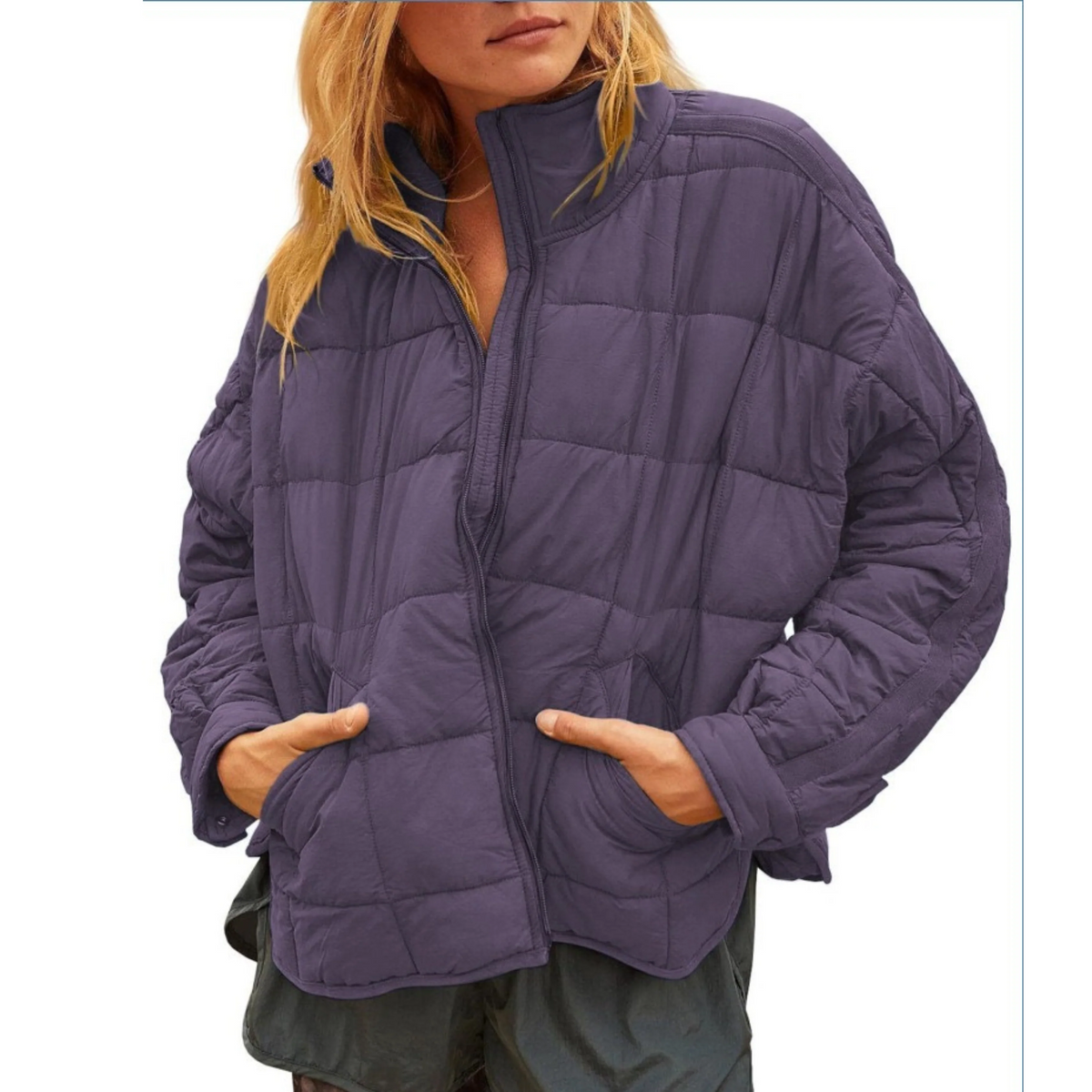 April | Puffer Jacket Puffer Coat Quilted Winter Warm Lightweight Packable Zip Up Padded Insulated
